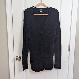 EILEEN FISHER | Charcoal Textured Bouclé Knit Cardigan Size Medium